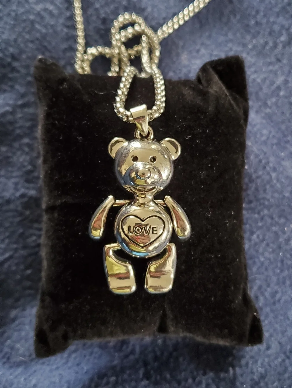 Silvertone Love Bear with Moveable Arms And Legs in Stainless Steel, 24inches
